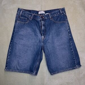 Levi Strauss Signature Denim Carpenter Shorts Mens Size 33 Medium Wash Y2K Baggy
